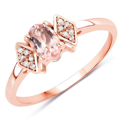 0.46 Carat Genuine Morganite and White Diamond 14K Rose Gold Ring Bids.com
