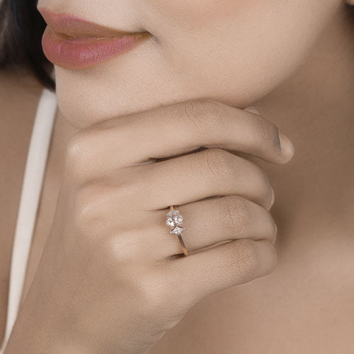 0.46 Carat Genuine Morganite and White Diamond 14K Rose Gold Ring Bids.com