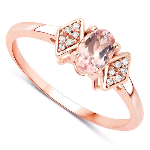 0.46 Carat Genuine Morganite and White Diamond 14K Rose Gold Ring Bids.com