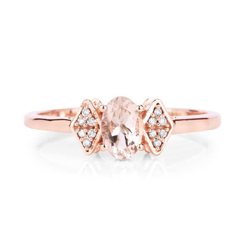 0.46 Carat Genuine Morganite and White Diamond 14K Rose Gold Ring Bids.com