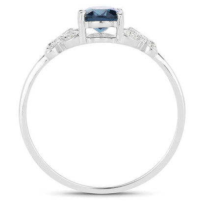 0.93 Carat Genuine London Blue Topaz and White Diamond 14K White Gold Ring Bids.com