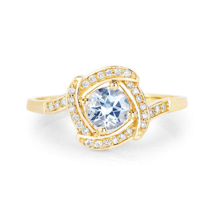 0.46 Carat Genuine Aquamarine and White Diamond 14K Yellow Gold Ring Bids.com