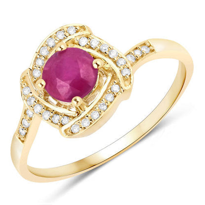 0.63 Carat Genuine Ruby and White Diamond 14K Yellow Gold Ring Bids.com