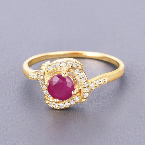0.63 Carat Genuine Ruby and White Diamond 14K Yellow Gold Ring Bids.com