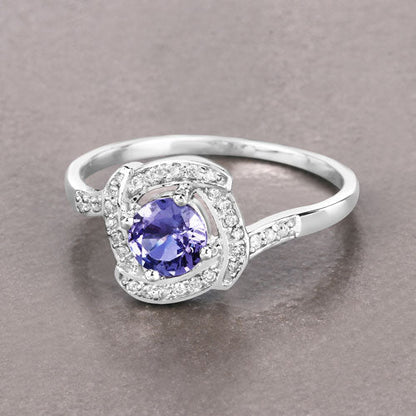 0.55 Carat Genuine Tanzanite and White Diamond 14K White Gold Ring Bids.com
