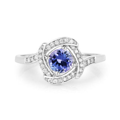 0.55 Carat Genuine Tanzanite and White Diamond 14K White Gold Ring Bids.com