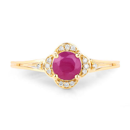 0.59 Carat Genuine Ruby and White Diamond 14K Yellow Gold Ring Bids.com