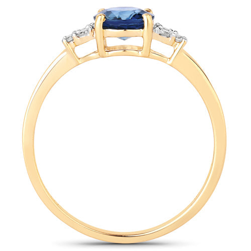 1.08 Carat Genuine Blue Sapphire and White Diamond 14K Yellow Gold Ring Bids.com