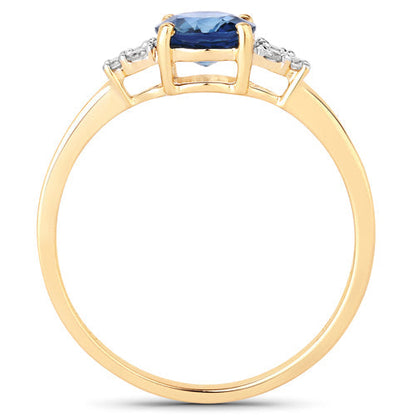 1.08 Carat Genuine Blue Sapphire and White Diamond 14K Yellow Gold Ring Bids.com