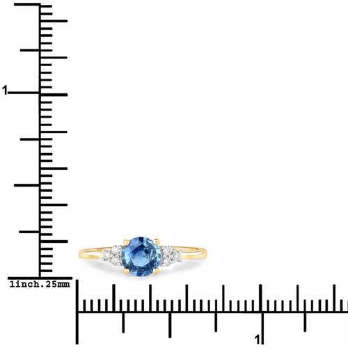 1.08 Carat Genuine Blue Sapphire and White Diamond 14K Yellow Gold Ring Bids.com