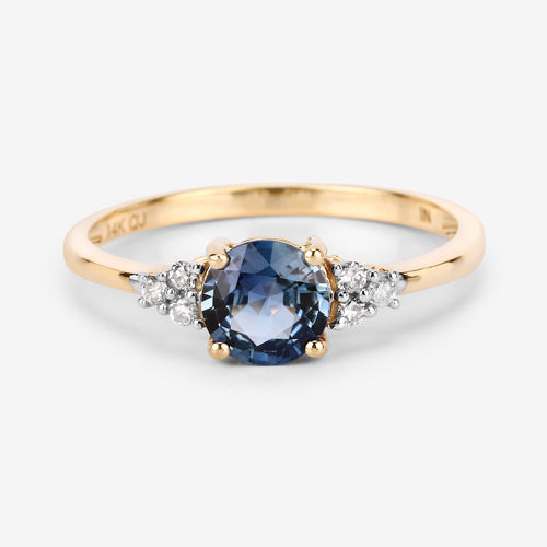 1.08 Carat Genuine Blue Sapphire and White Diamond 14K Yellow Gold Ring Bids.com