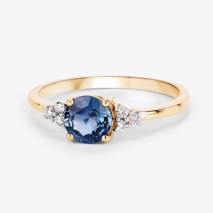 1.08 Carat Genuine Blue Sapphire and White Diamond 14K Yellow Gold Ring Bids.com