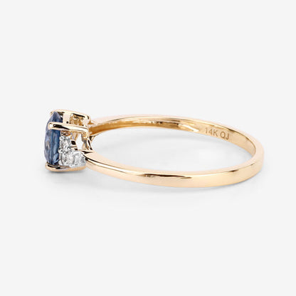 1.08 Carat Genuine Blue Sapphire and White Diamond 14K Yellow Gold Ring Bids.com