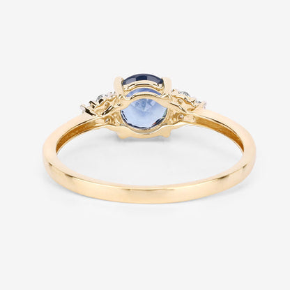 1.08 Carat Genuine Blue Sapphire and White Diamond 14K Yellow Gold Ring Bids.com