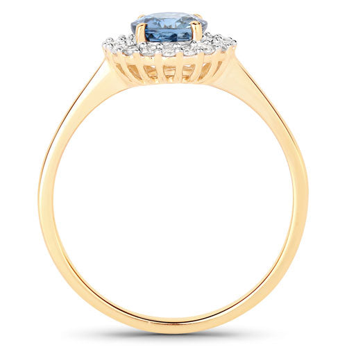1.03 Carat Genuine Blue Sapphire and White Diamond 14K Yellow Gold Ring Bids.com
