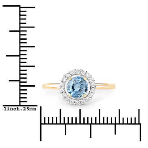 1.03 Carat Genuine Blue Sapphire and White Diamond 14K Yellow Gold Ring Bids.com