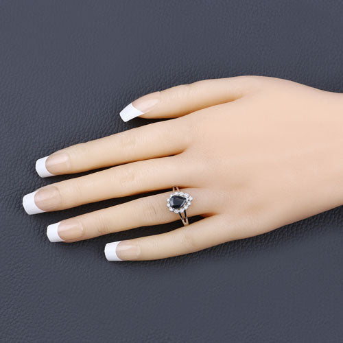 1.46 Carat Genuine Blue Sapphire and White Diamond 10K White Gold Ring Bids.com