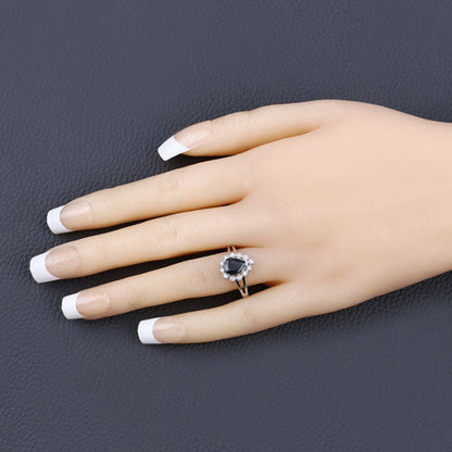 1.46 Carat Genuine Blue Sapphire and White Diamond 10K White Gold Ring Bids.com