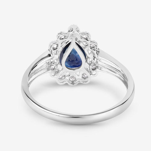 1.46 Carat Genuine Blue Sapphire and White Diamond 10K White Gold Ring Bids.com