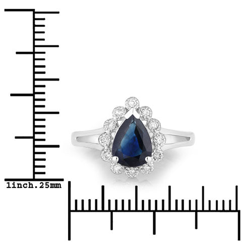 1.46 Carat Genuine Blue Sapphire and White Diamond 10K White Gold Ring Bids.com