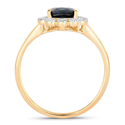 1.46 Carat Genuine Blue Sapphire and White Diamond 10K Yellow Gold Ring Bids.com