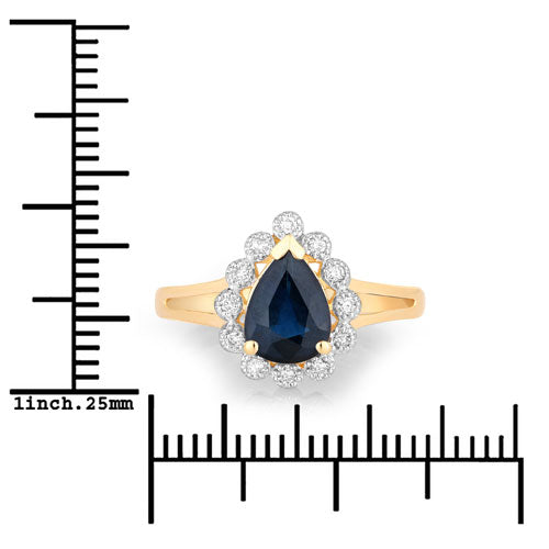 1.46 Carat Genuine Blue Sapphire and White Diamond 10K Yellow Gold Ring Bids.com