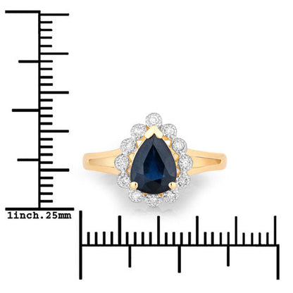1.46 Carat Genuine Blue Sapphire and White Diamond 10K Yellow Gold Ring Bids.com