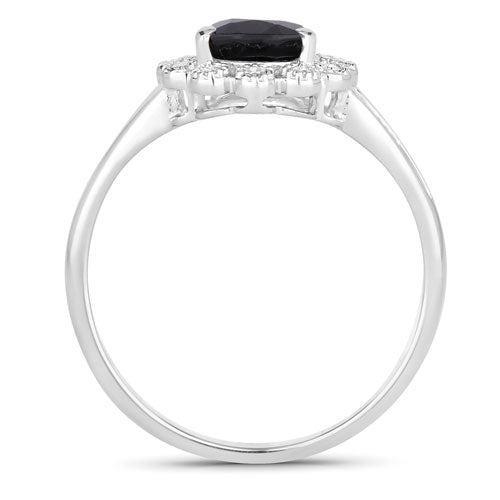 1.46 Carat Genuine Blue Sapphire and White Diamond 14K White Gold Ring Bids.com