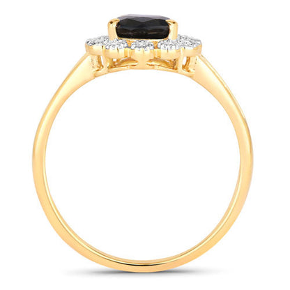 1.46 Carat Genuine Blue Sapphire and White Diamond 14K Yellow Gold Ring Bids.com
