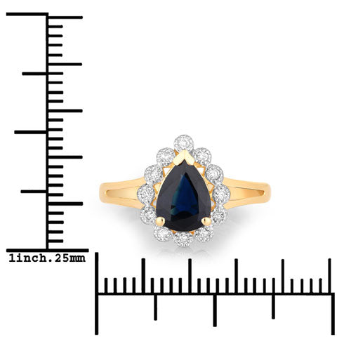 1.46 Carat Genuine Blue Sapphire and White Diamond 14K Yellow Gold Ring Bids.com