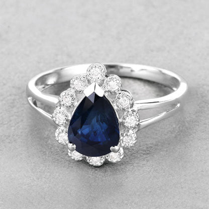 1.46 Carat Genuine Blue Sapphire and White Diamond 14K White Gold Ring Bids.com