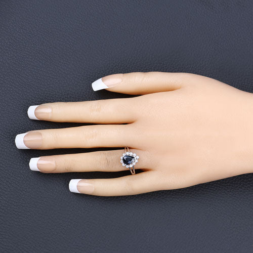 1.46 Carat Genuine Blue Sapphire and White Diamond 14K White Gold Ring Bids.com