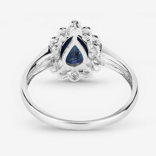 1.46 Carat Genuine Blue Sapphire and White Diamond 14K White Gold Ring Bids.com
