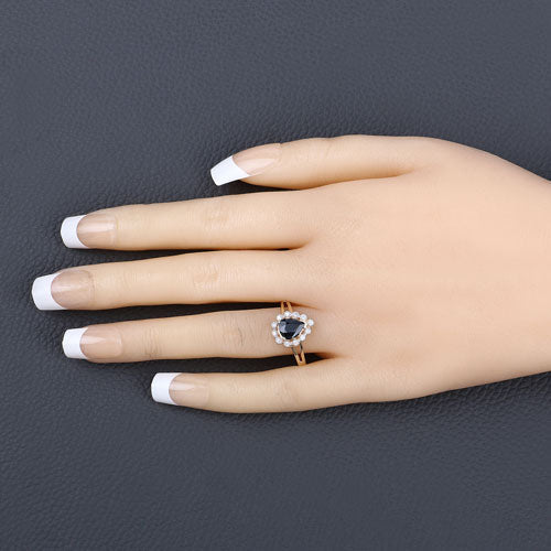 1.46 Carat Genuine Blue Sapphire and White Diamond 10K Yellow Gold Ring Bids.com