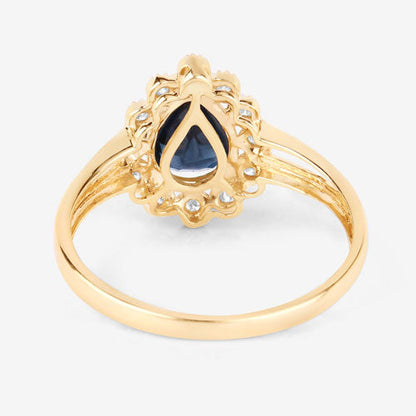 1.46 Carat Genuine Blue Sapphire and White Diamond 10K Yellow Gold Ring Bids.com