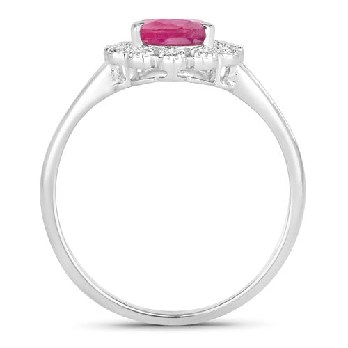 1.31 Carat Genuine Ruby and White Diamond 10K White Gold Ring Bids.com