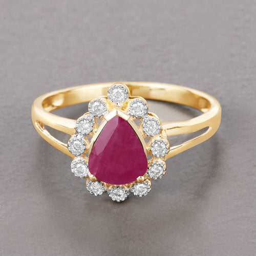 1.31 Carat Genuine Ruby and White Diamond 10K Yellow Gold Ring Bids.com