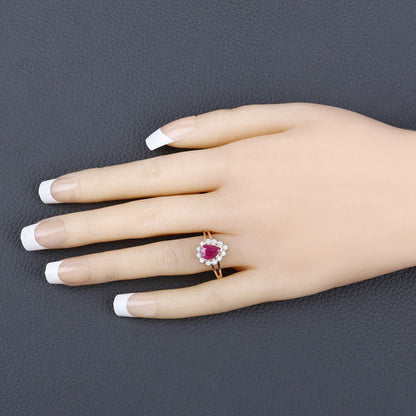 1.31 Carat Genuine Ruby and White Diamond 10K Yellow Gold Ring Bids.com