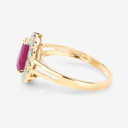 1.31 Carat Genuine Ruby and White Diamond 10K Yellow Gold Ring Bids.com