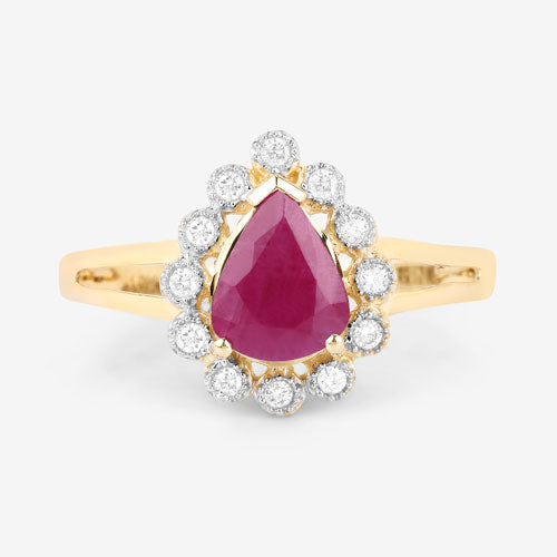 1.31 Carat Genuine Ruby and White Diamond 10K Yellow Gold Ring Bids.com