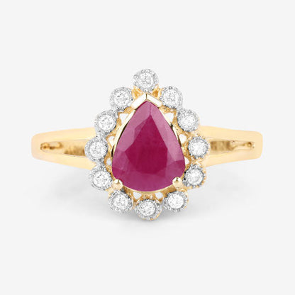 1.31 Carat Genuine Ruby and White Diamond 10K Yellow Gold Ring Bids.com