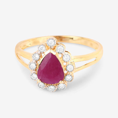 1.31 Carat Genuine Ruby and White Diamond 10K Yellow Gold Ring Bids.com