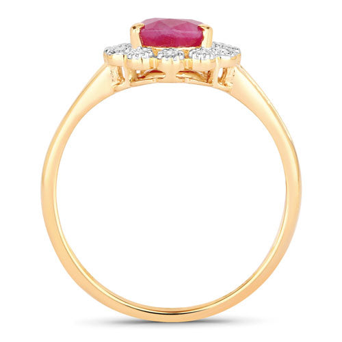 1.31 Carat Genuine Ruby and White Diamond 10K Yellow Gold Ring Bids.com