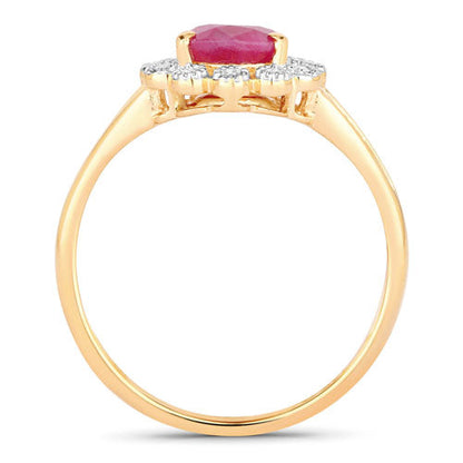 1.31 Carat Genuine Ruby and White Diamond 10K Yellow Gold Ring Bids.com