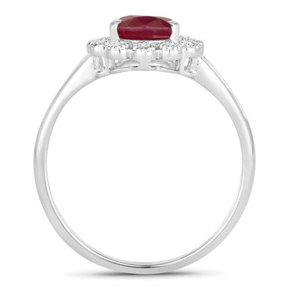 1.31 Carat Genuine Ruby and White Diamond 14K White Gold Ring Bids.com