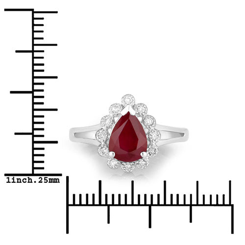 1.31 Carat Genuine Ruby and White Diamond 14K White Gold Ring Bids.com