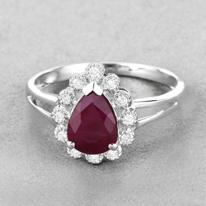 1.31 Carat Genuine Ruby and White Diamond 14K White Gold Ring Bids.com