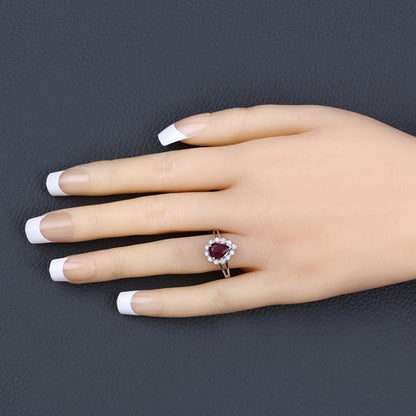 1.31 Carat Genuine Ruby and White Diamond 14K White Gold Ring Bids.com