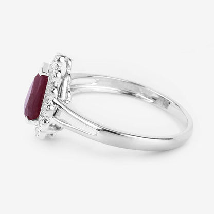 1.31 Carat Genuine Ruby and White Diamond 14K White Gold Ring Bids.com