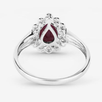 1.31 Carat Genuine Ruby and White Diamond 14K White Gold Ring Bids.com